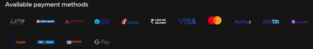 avelable payments methods