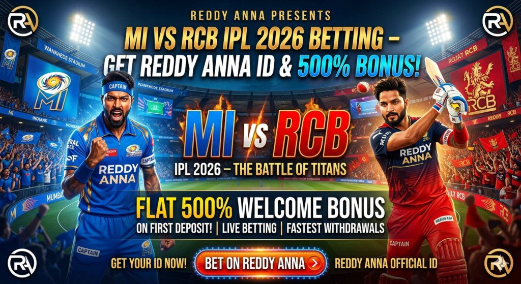 MI vs RCB betting Reddy Anna – Get Reddy Anna ID & 500% Bonus