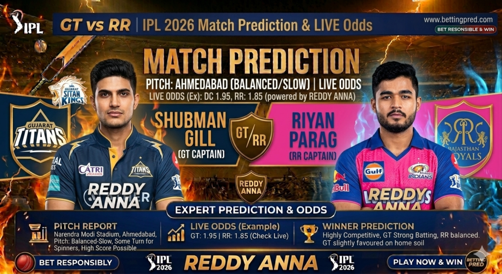 GT vs RR Match Prediction: Who Will Win Today? Ahmedabad Pitch Report & Betting Tips