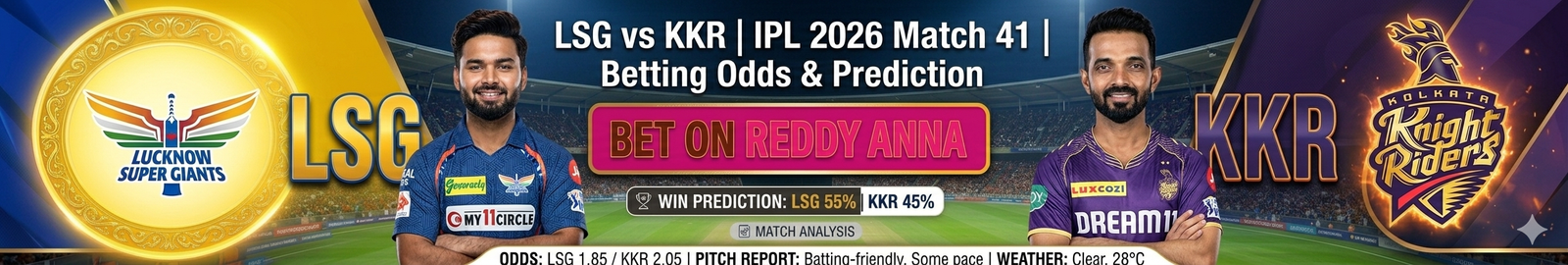 lsg vs kkr bet now on reddy anna
