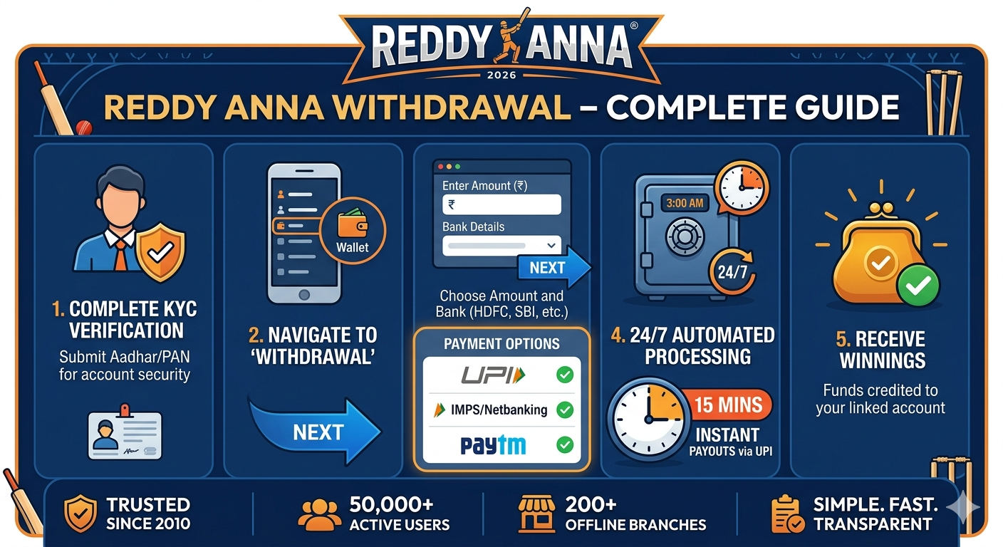Reddy Anna Withdrawal Process Infographic - Key Features and Benefits