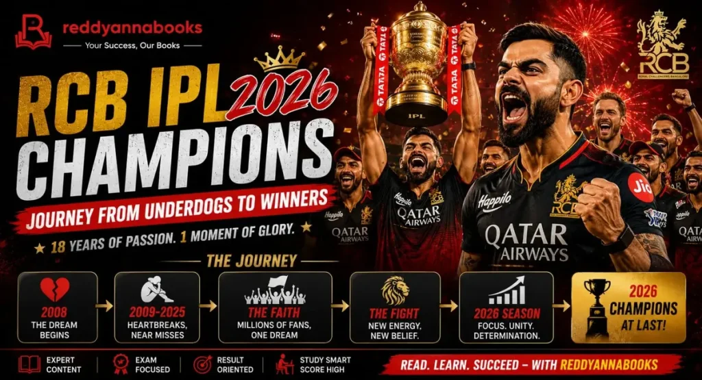 RCB players lift IPL 2026 trophy at Ahmedabad reddyannabookss