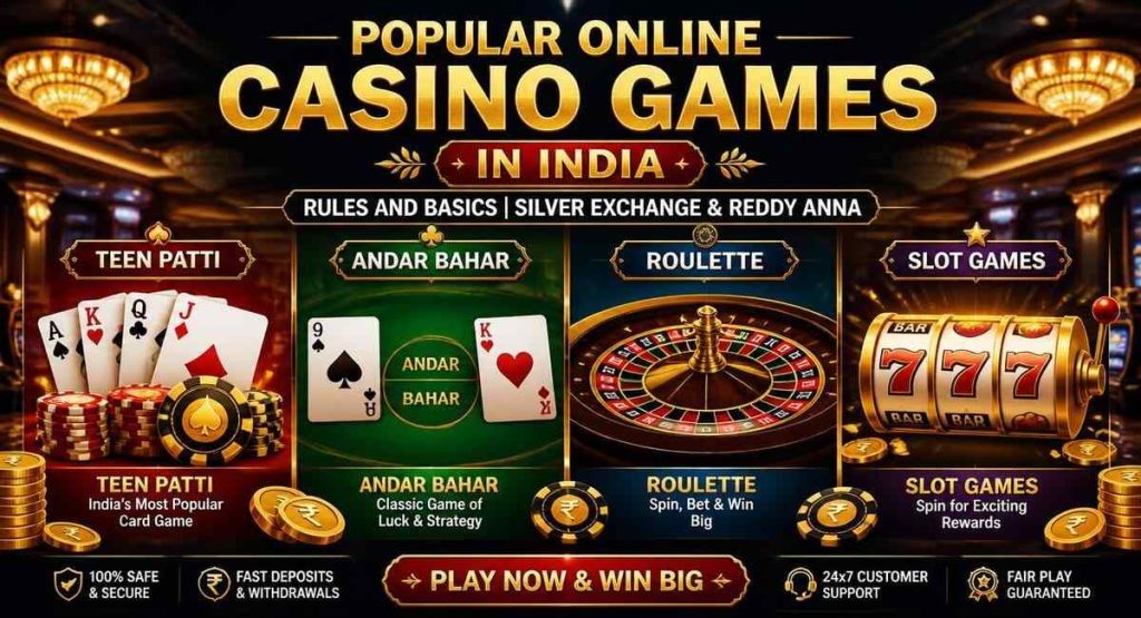 Popular Online Casino Games in India Rules and Basics Silver Exchange Reddy Anna