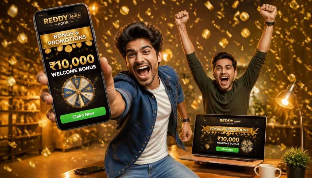 Reddy Anna Book bonus offer banner highlighting bonuses and promotions for registered users