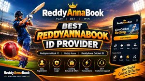 Best ReddyAnnaBook ID Provider featuring Reddy Anna, ReddyAnnaBook ID, ReddyAnna Cricket ID, and cricket stadium graphics.